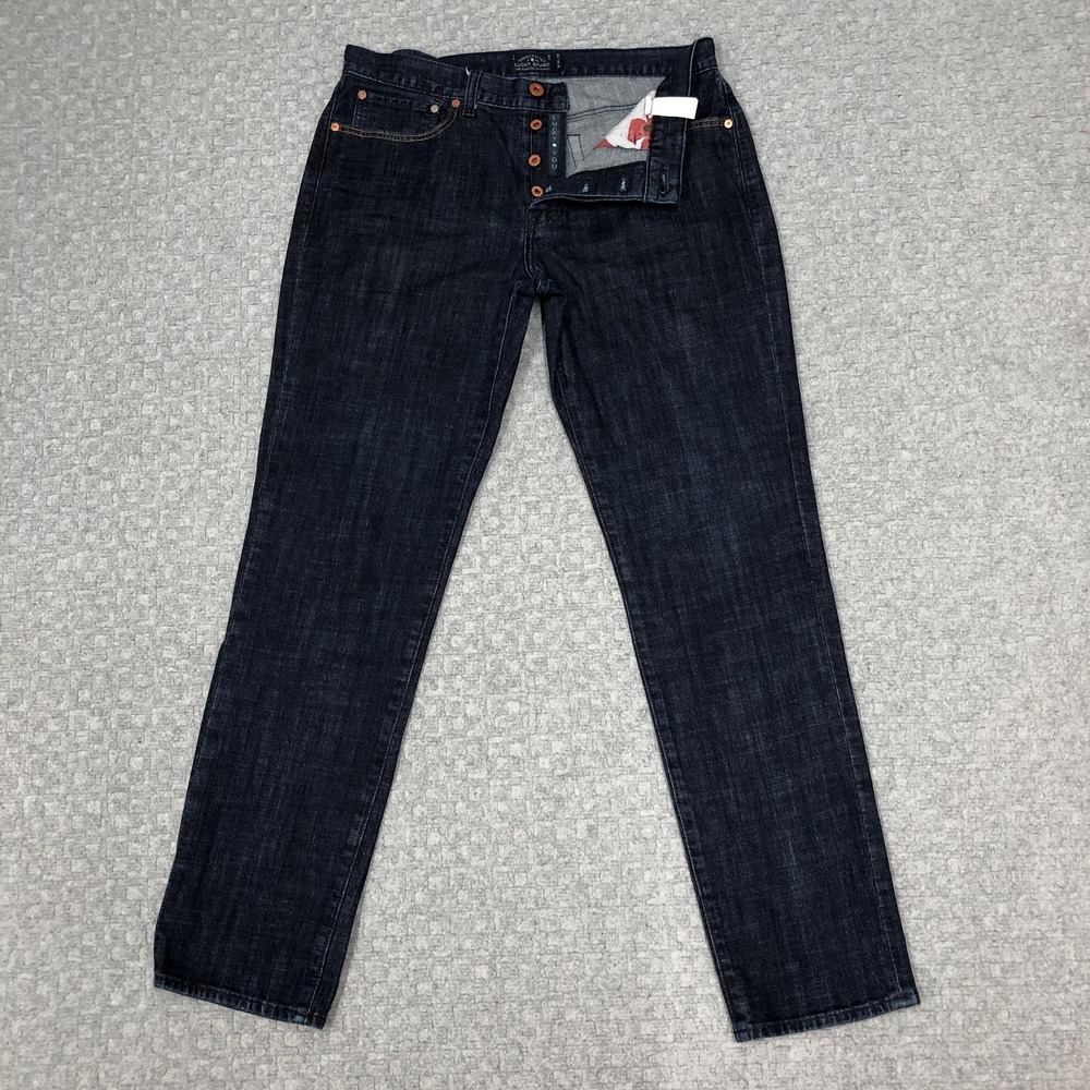 Lucky Brand 121 Heritage Slim Jeans Mens 34x32 Blue Dark Wash Stretch Denim